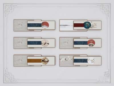 新中式装饰画3D模型下载